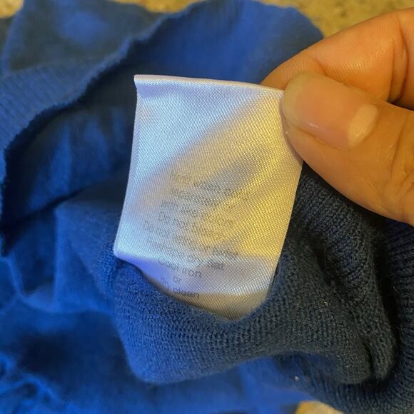 Brunella Gori Italia Sweater Men XL Merinowool Blue VNeck Pullover Luxury Preppy - Picture 7 of 9